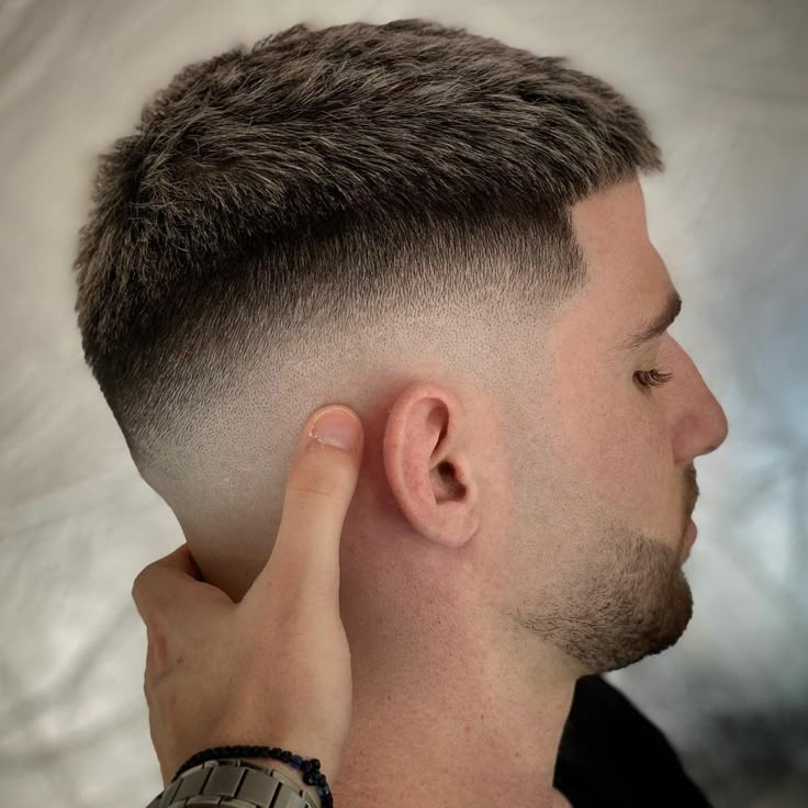 Side view of a clean skin fade haircut